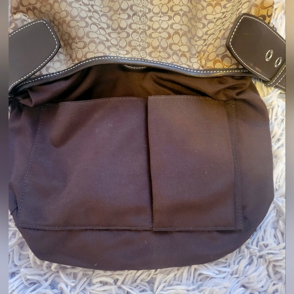 Coach ~ Brown Monogram Handbag / Crossbody with Silver Hardware - Picture 4 of 7